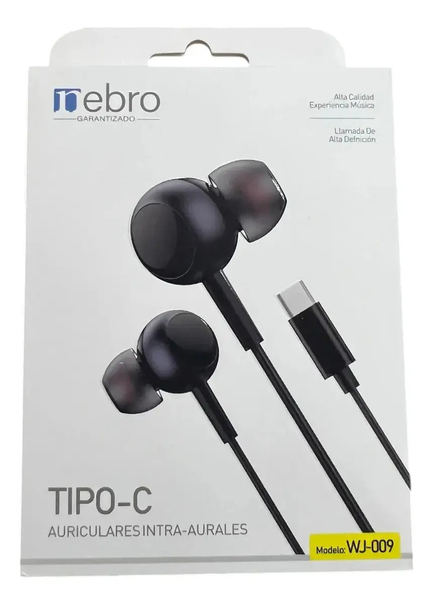 Audífonos Intraurales Nebro WJ-008 USB-C Sonido HD de Alta Resolución