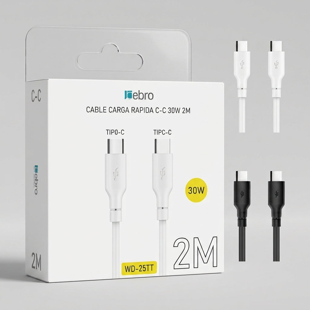 Cable de Carga Tipo-C a Tipo-C 3.0A Nebro WD-25TT 30W