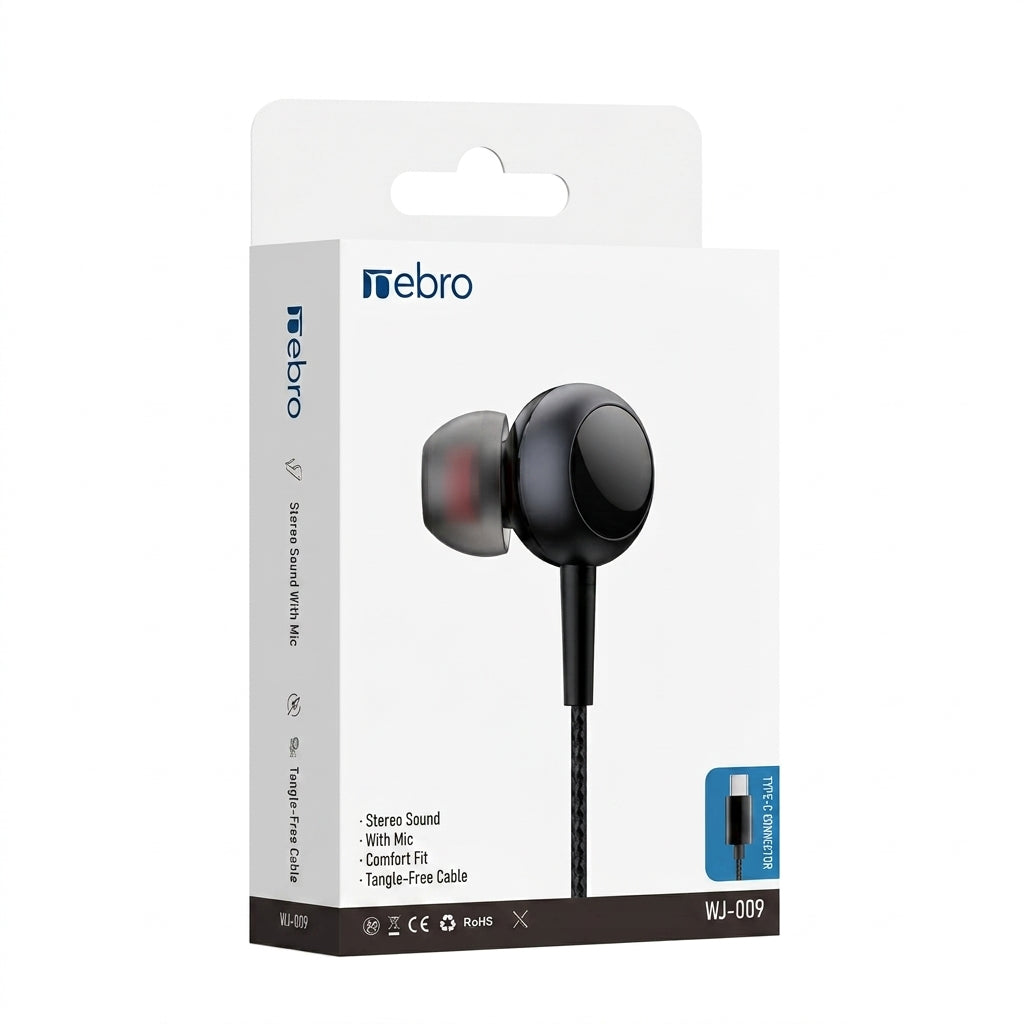 Audífonos Tipo-C Nebro WJ-009 Cable Trenzado