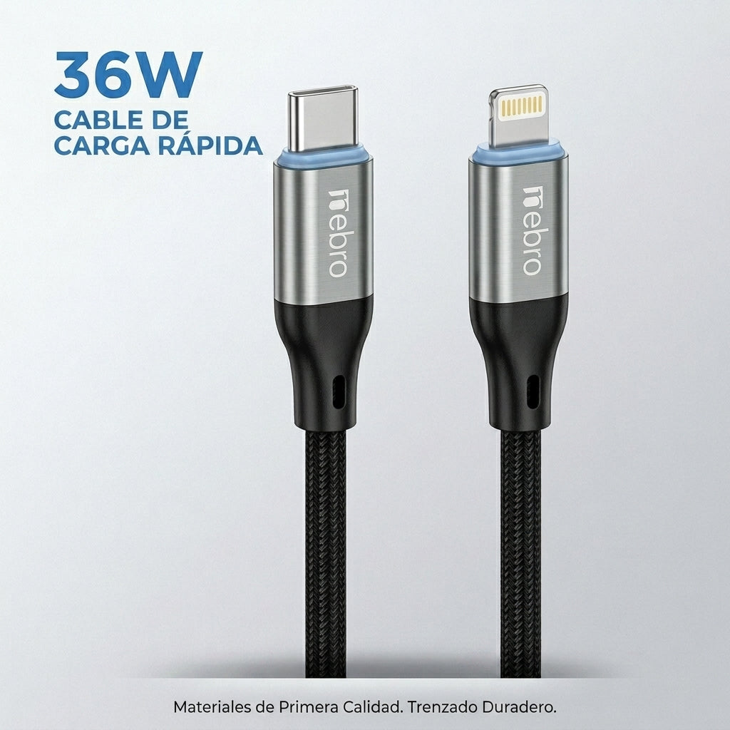 Cable Tipo-C a Lightning Trenzado Nebro WD-301TL