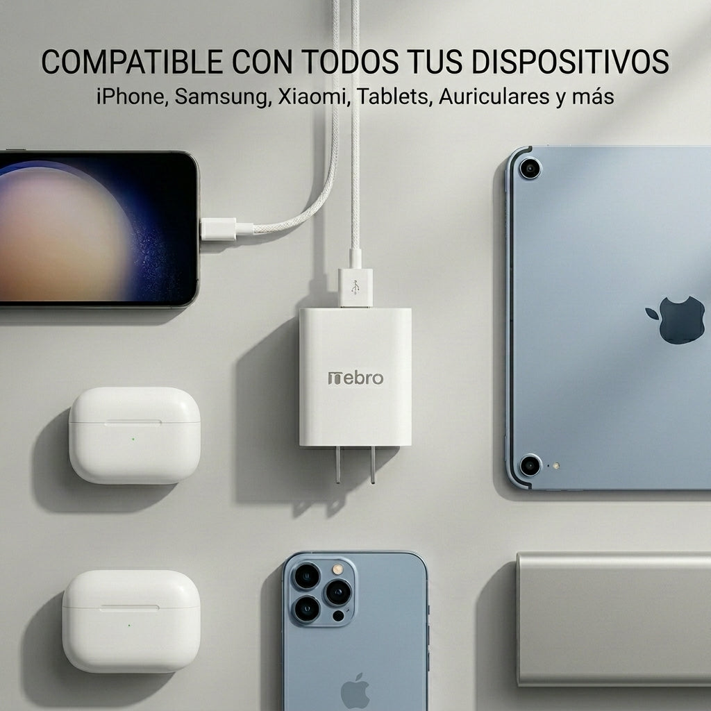 Cargador USB Nebro VGA-050 2.4A Carga Rápida y Segura