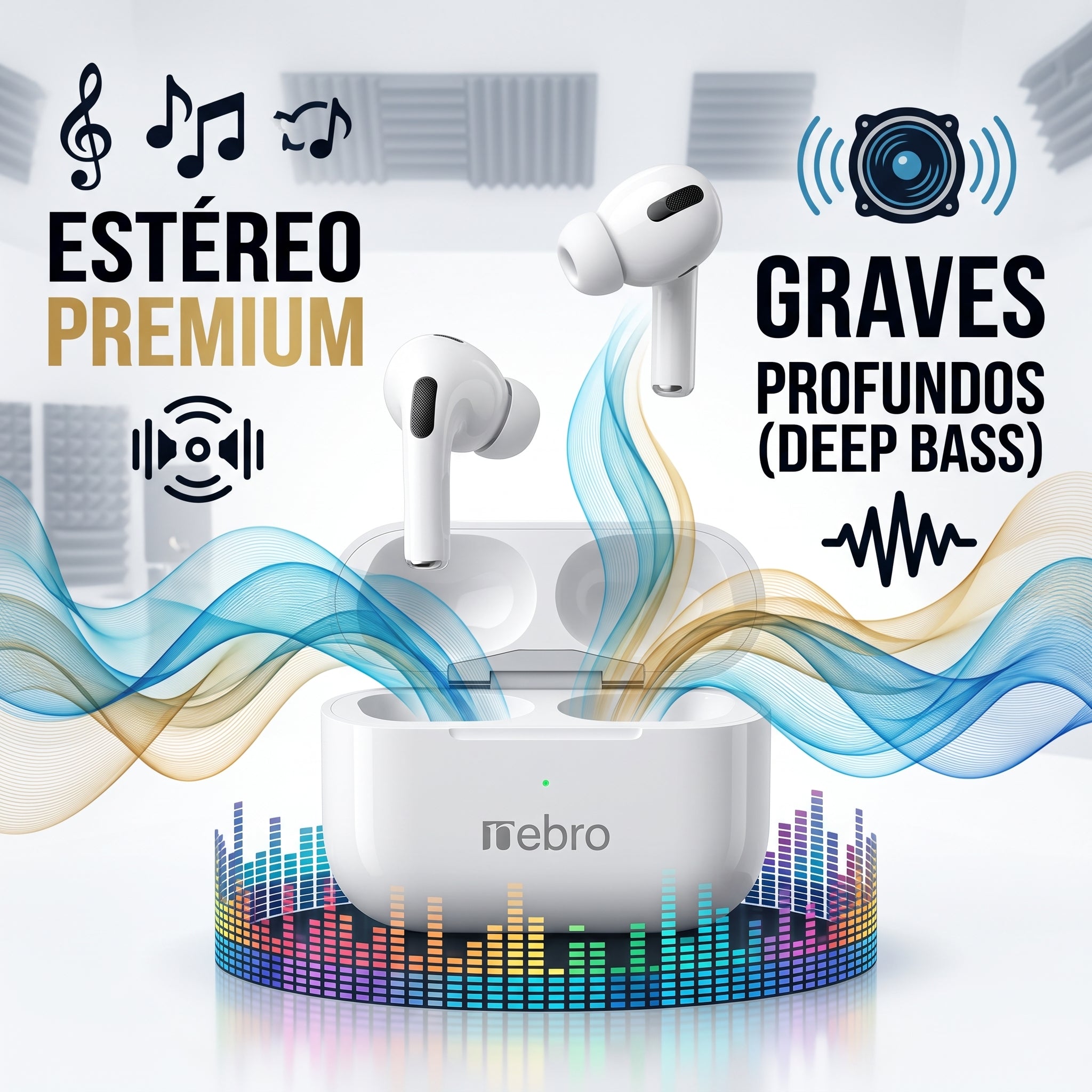 Audífonos Inalámbricos In Ear Nebro WE-013 Bluetooth Sonido Estéreo Control Táctil