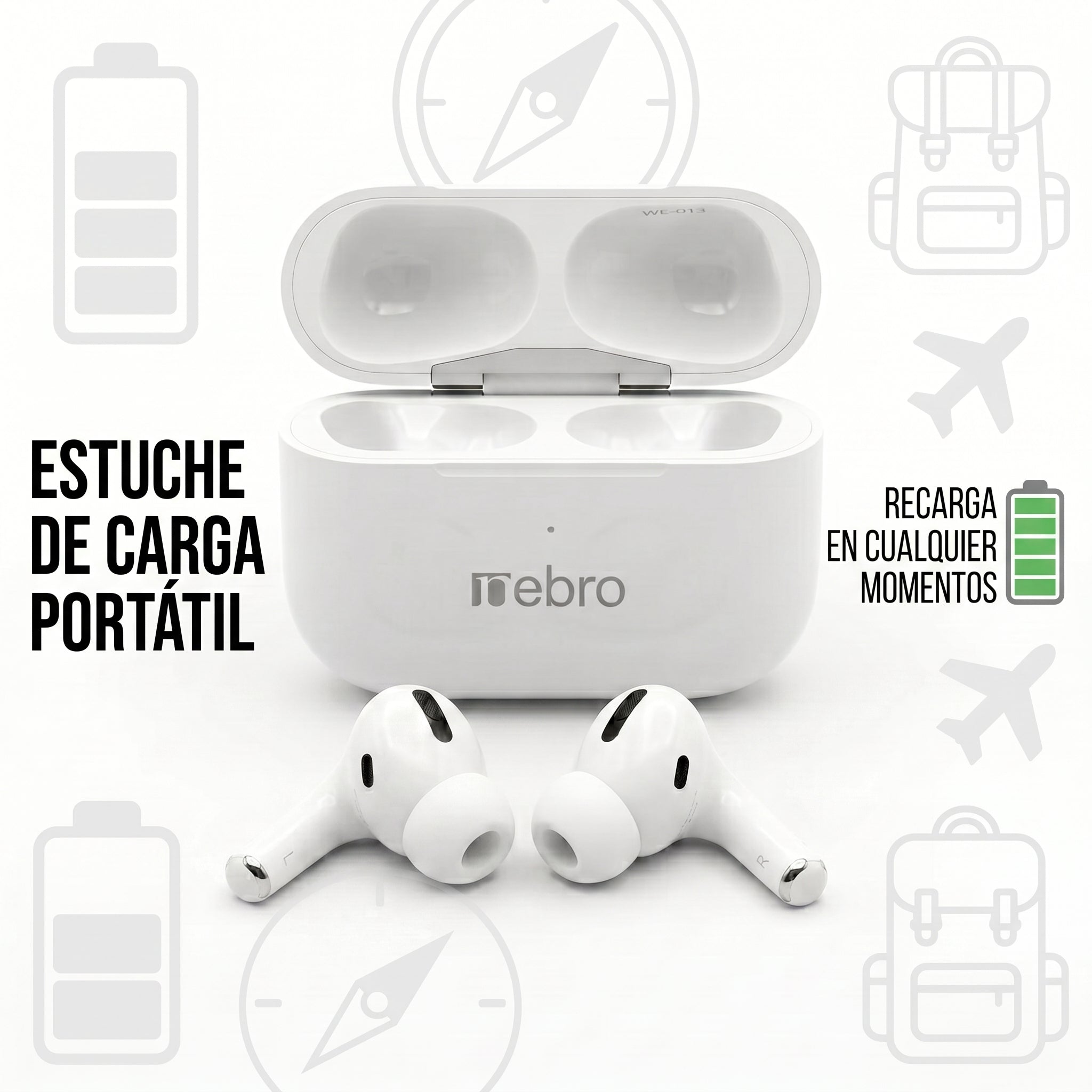 Audífonos Inalámbricos In Ear Nebro WE-013 Bluetooth Sonido Estéreo Control Táctil